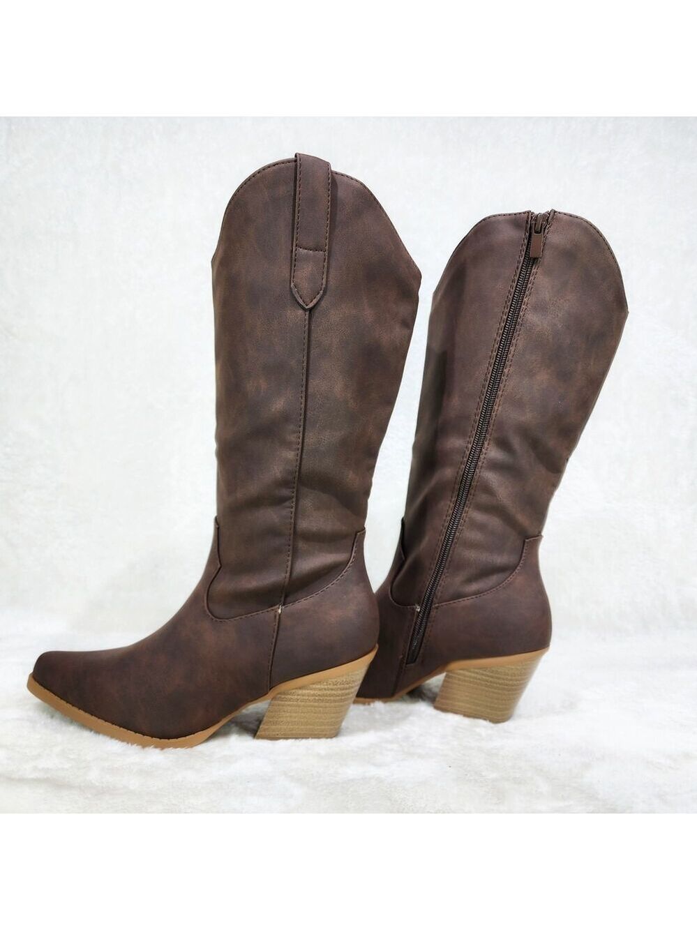 NIB Plain Jane Dark Brown Faux Nubuck Country Western Cowgirl Knee Boots